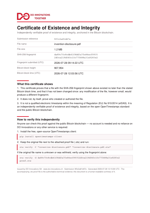 Sample timestamping certificate